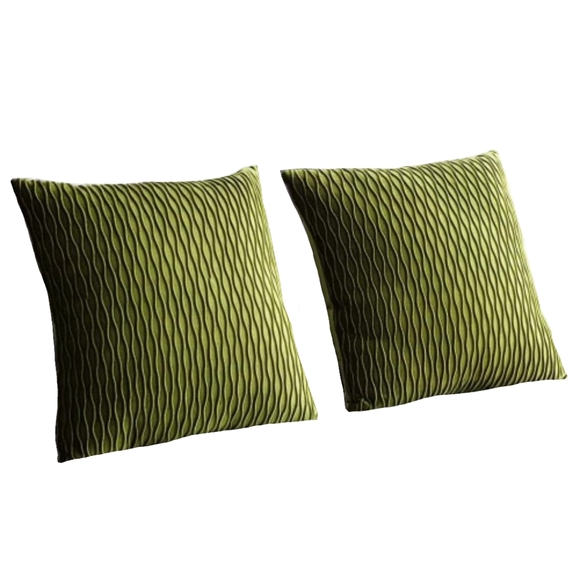 XL Set of 2 Matcha Green Tea Soft Ripple Corduroy Velvet Pillow Covers Pillows - Picture 9 of 12